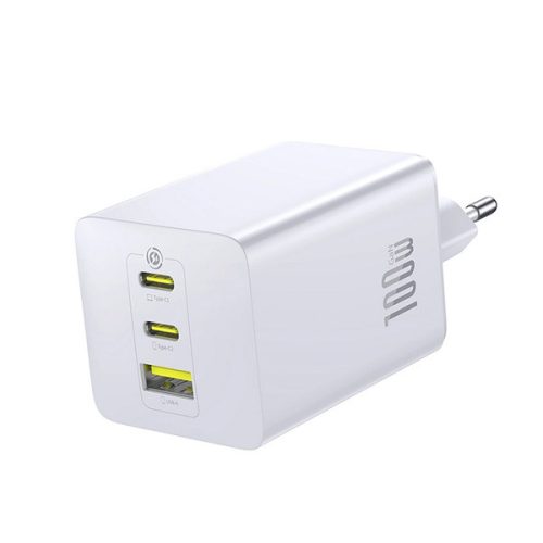 BASEUS ENERFILL FE11 hálózati töltő USB+2 Type-C aljzat (100W, PD gyorstöltő 3.0) FEHÉR