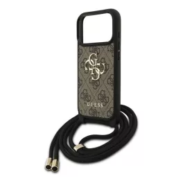   GUESS 4G BIG LOGO CORD STAP CROSSBODY műanyag telefonvédő (ütésállóság, bőr hatású hátlap + vállpánt) BARNA