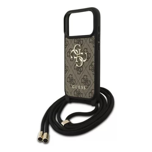 GUESS 4G BIG LOGO CORD STAP CROSSBODY műanyag telefonvédő (ütésállóság, bőr hatású hátlap + vállpánt) BARNA