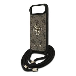   GUESS 4G BIG LOGO CORD STAP CROSSBODY műanyag telefonvédő (ütésállóság, bőr hatású hátlap + vállpánt) BARNA