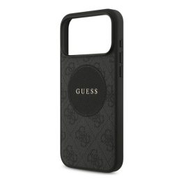   GUESS 4G CIRCLE CLASSIC LOGO szilikon telefonvédő (ütésállóság, textil hátlap, MagSafe) FEKETE