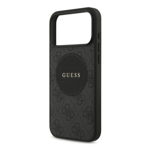 GUESS 4G CIRCLE CLASSIC LOGO szilikon telefonvédő (ütésállóság, textil hátlap, MagSafe) FEKETE