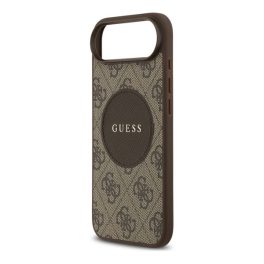   GUESS 4G CIRCLE CLASSIC LOGO szilikon telefonvédő (ütésállóság, textil hátlap, MagSafe) SÖTÉTBARNA