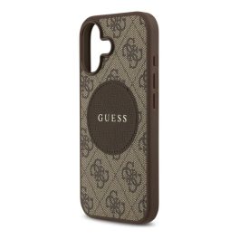   GUESS 4G CIRCLE CLASSIC LOGO szilikon telefonvédő (ütésállóság, textil hátlap, MagSafe) SÖTÉTBARNA