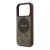GUESS 4G CIRCLE CLASSIC LOGO szilikon telefonvédő (ütésállóság, textil hátlap, MagSafe) SÖTÉTBARNA