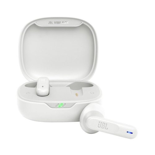 JBL VIBE FLEX bluetooth fülhallgató SZTEREO (v5.2, TWS, mikrofon, mélyhang kiemelés, IP54 + töltőtok) FEHÉR