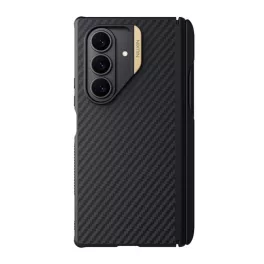   NILLKIN SYNTHETIC FIBER PRO műanyag telefonvédő (aramid bevonat, légpárnás sarok, MagSafe, érintő ceruza) FEKETE/ARANY