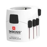 SKROSS PRO+ utazó töltő USB+Type-C aljzat (250V/7A, 30W, gyorstöltő, világszerte használható, földelt) FEHÉR