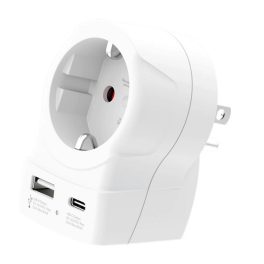   SKROSS utazó töltő USB+Type-C aljzat (250V/2.5A, 20W, gyorstöltő, EU2 pin - USA, földelt) FEHÉR