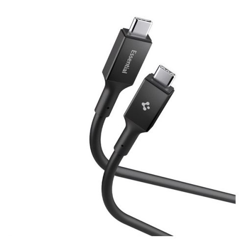 SPIGEN ESSENTIAL EB10010CC adatkábel (Type-C - Type-C, 100W, PD gyorstöltő, 100cm) FEKETE