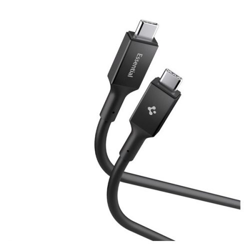 SPIGEN ESSENTIAL EB10020CC adatkábel (Type-C - Type-C, 100W, PD gyorstöltő, 200cm) FEKETE