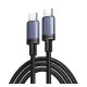UGREEN L528 adatkábel (Type-C - Type-C, 100W, PD gyorstöltő 3.0, 200cm) SÖTÉTSZÜRKE