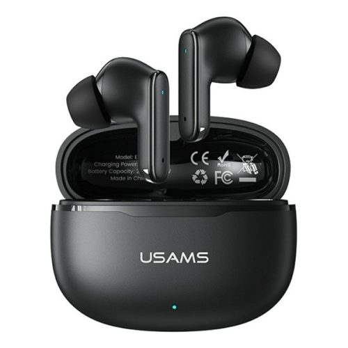 USAMS E05 bluetooth fülhallgató SZTEREO (v6.0, TWS, zajszűrő + töltőtok) FEKETE