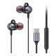 USAMS EP-48 fülhallgató SZTEREO (Type-C, mikrofon, felvevő gomb) SÖTÉTSZÜRKE