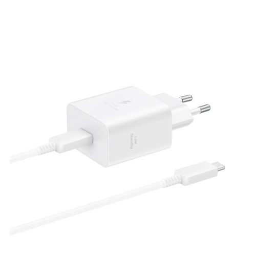 SAMSUNG hálózati töltő Type-C aljzat (45W, PD gyorstöltő 2.0 + Type-C - Type-C kábel, 180cm) FEHÉR