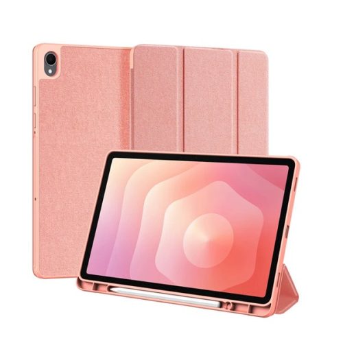 DUX DUCIS DOMO tok álló, bőr hatású (aktív FLIP, oldalra nyíló, TRIFOLD, asztali tartó, ceruza tartó) RÓZSASZÍN