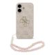 GUESS 4G STRAP 4G CLASSIC LOGO szilikon telefonvédő (ütésállóság, bőr hatású hátlap + kézpánt) RÓZSASZÍN
