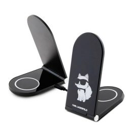   KARL LAGERFELD CHOUPETTE MAGSAFE asztali töltő 2in1 (15W, gyorstöltő, wireless, MagSafe, Apple Airpods töltő) FEKETE