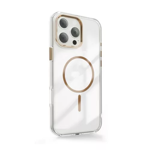 Szilikon telefonvédő (műanyag hátlap, kameravédő, MagSafe, légpárnás sarok) ARANY