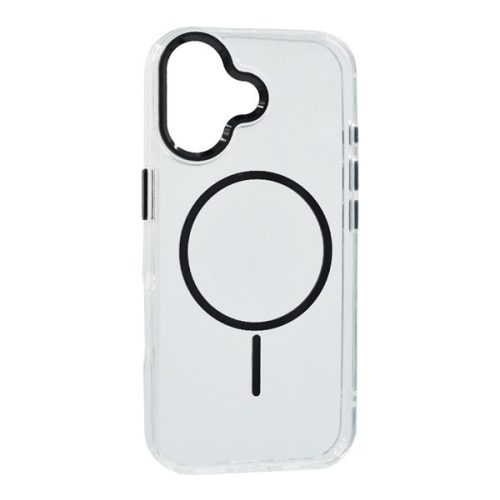 Szilikon telefonvédő (műanyag hátlap, kameravédő, MagSafe, légpárnás sarok) FEKETE