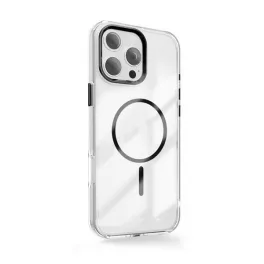   Szilikon telefonvédő (műanyag hátlap, kameravédő, MagSafe, légpárnás sarok) FEKETE