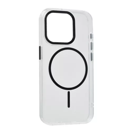 Szilikon telefonvédő (műanyag hátlap, kameravédő, MagSafe, légpárnás sarok) FEKETE