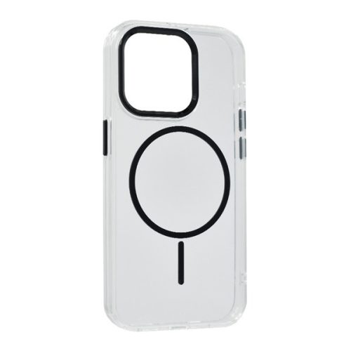 Szilikon telefonvédő (műanyag hátlap, kameravédő, MagSafe, légpárnás sarok) FEKETE