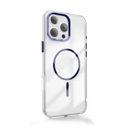 Szilikon telefonvédő (műanyag hátlap, kameravédő, MagSafe, légpárnás sarok) SÖTÉTKÉK