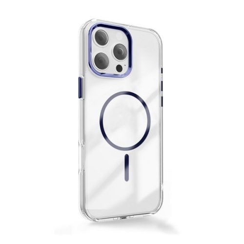 Szilikon telefonvédő (műanyag hátlap, kameravédő, MagSafe, légpárnás sarok) SÖTÉTKÉK