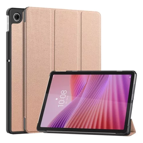 Tok álló, bőr hatású (aktív FLIP, oldalra nyíló, TRIFOLD, asztali tartó) ROZÉARANY