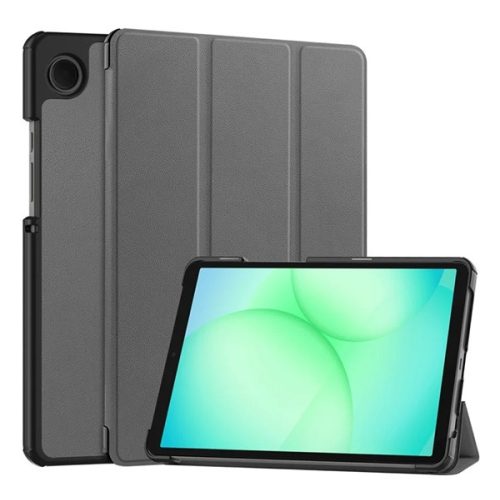 Tok álló, bőr hatású (aktív FLIP, oldalra nyíló, TRIFOLD, asztali tartó) SÖTÉTSZÜRKE