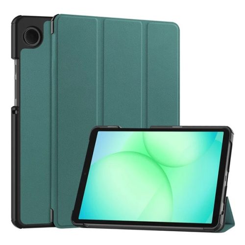 Tok álló, bőr hatású (aktív FLIP, oldalra nyíló, TRIFOLD, asztali tartó) SÖTÉTZÖLD