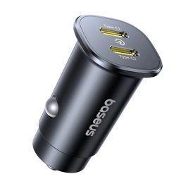   BASEUS GOTRIP autós töltő 2 Type-C aljzat (30W, PD gyorstöltő) FEKETE