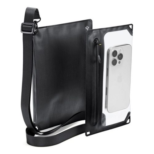 SPIGEN A640 vízhatlan/vízálló tok, AQUA (univerzális, IPX8, vállpánt, 2 zseb, 6.9" méret) FEKETE