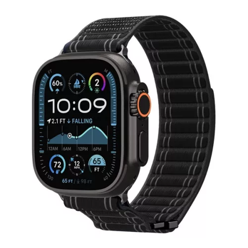SPIGEN WBF0 pótszíj (egyedi méret, nagy, nylon, tépőzáras, állítható) FEKETE