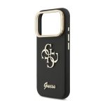 GUESS GRAINED BIG 4G & STAND CAMERA szilikon telefonvédő (műanyag hátlap, ECO bőr hatású hátlap, kitámasztó) FEKETE