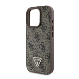   GUESS PU 4G STRASS TRIANGLE METAL LOGO műanyag telefonvédő (ütésállóság, bőr hatású hátlap) BARNA