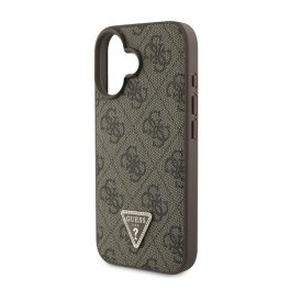   GUESS PU 4G STRASS TRIANGLE METAL LOGO műanyag telefonvédő (ütésállóság, bőr hatású hátlap) BARNA