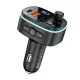 HOCO E62 bluetooth FM transmitter autós töltő 2 USB+Type-C aljzat (v5.0, 20W, PD gyorstöltő, LED kijelző) FEKETE