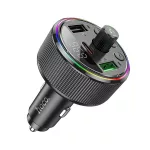 HOCO E82 bluetooth FM transmitter autós töltő 2 USB aljzat (v5.3, 30W, gyorstöltő, LED kijelző) FEKETE