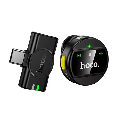 HOCO L21 bluetooth mikrofon (Type-C, LAVALIER csíptethető, zajszűrő) FEKETE