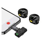 HOCO L22 bluetooth mikrofon 2db (Type-C/Lightning, LAVALIER csíptethető, zajszűrő) FEKETE