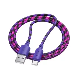   HOCO X116 adatkábel (USB - Type-C, 15W, gyorstöltő, cipőfűző, 100cm) LILA