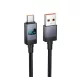 HOCO X118 adatkábel (USB - Type-C, 25W, gyorstöltő, LED kijelző, cipőfűző, 100cm) FEKETE