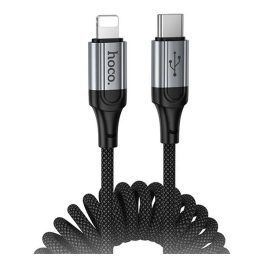   HOCO X121 adatkábel (Type-C - lightning, 27W, PD gyorstöltő, cipőfűző, spirálkábel, 150cm) FEKETE