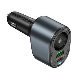   HOCO Z56 szivargyújtó adapter (elosztó, szivargyújtó+1 USB+Type-C aljzat, 35W, PD gyorstöltés) FEKETE