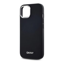   DKNY PLAIN SILVER LOGO MAGSAFE szilikon telefonvédő (ütésállóság, műanyag hátlap, MagSafe) FEKETE