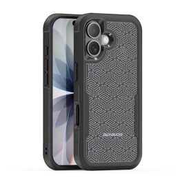   DUX DUCIS SHLD defender szilikon telefonvédő (erős ütésállóság, MagSafe, geometrikus minta) FEKETE