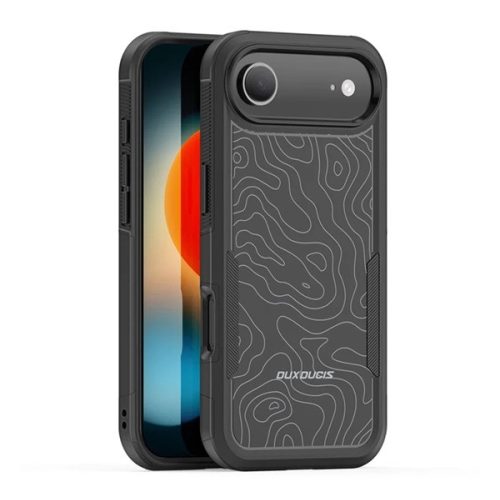 DUX DUCIS SHLD defender szilikon telefonvédő (erős ütésállóság, MagSafe, terep minta) FEKETE