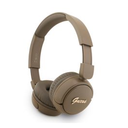   GUESS SCRIPT METAL LOGO bluetooth fejhallgató SZTEREO (v5.3, mikrofon, IPX4 vízálló) SÖTÉTBARNA